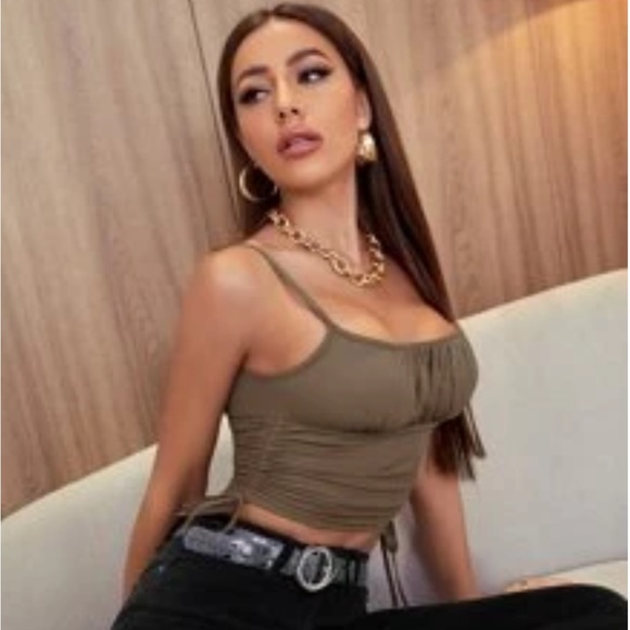 Shein Ruched Bust Drawsting Side Cami Top - Picture 3 of 3